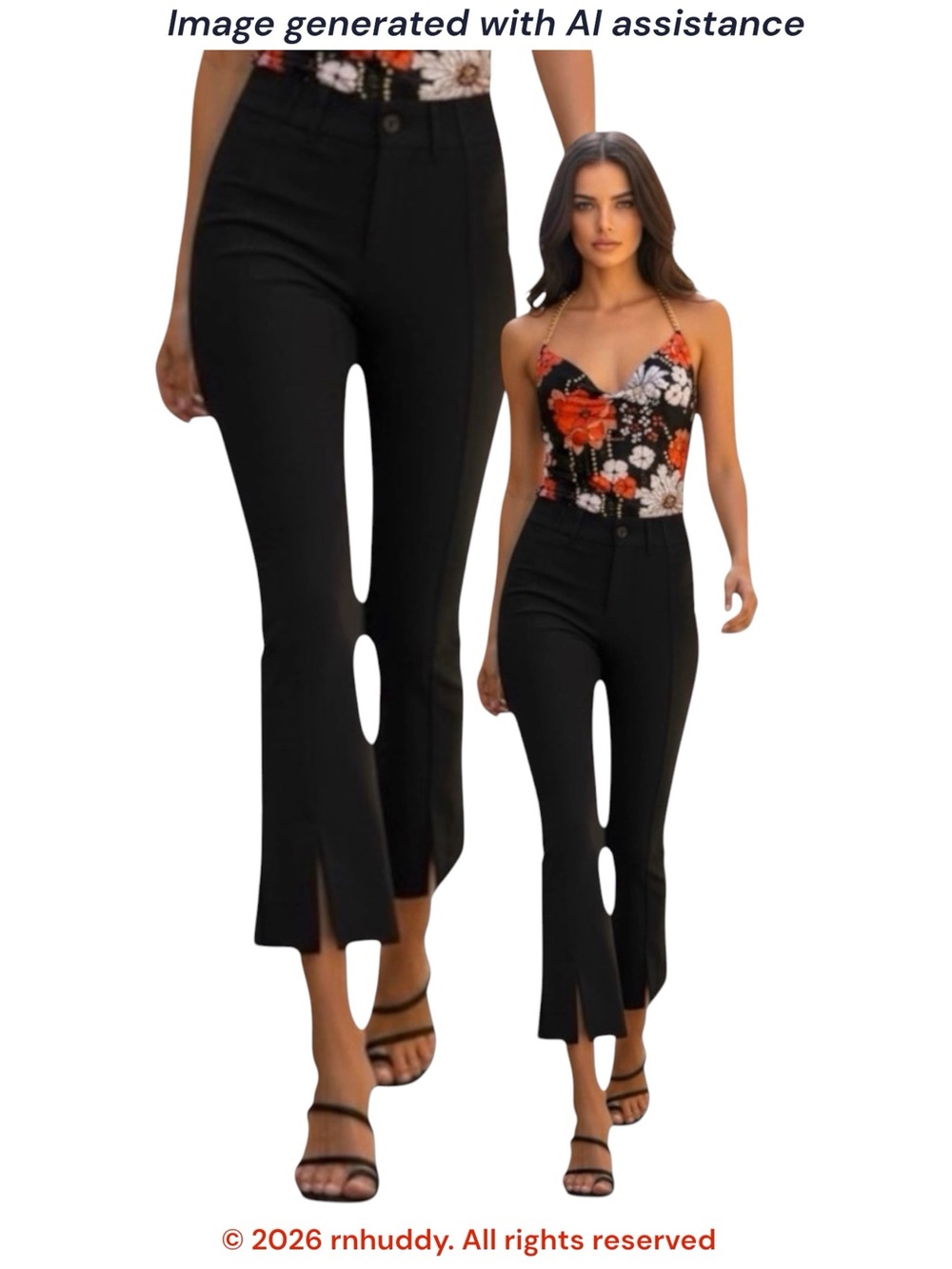 AYR size 2 black front seam split hem sizzle pant